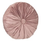 Perna decorativa, Zola, rotunda, catifelata,cu nasture, diametru 40 cm, roz