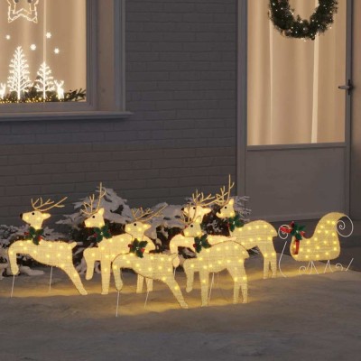 vidaXL Renii LED 7 pcs Auriu țesătură 3385890 foto
