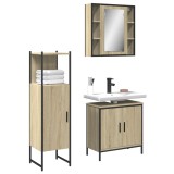 VidaXL Set dulapuri de baie, 3 piese, stejar sonoma, lemn prelucrat