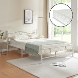 [en.casa]&reg; Vintage pat frantuzesc cu cadru metalic - cu saltea spuma rece- 160 x 200 cm (alb) HausGarden Leisure, [en.casa]
