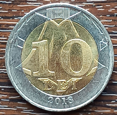 (M2280) MONEDA REPUBLICA MOLDOVA - 10 LEI 2018, BIMETALICA foto