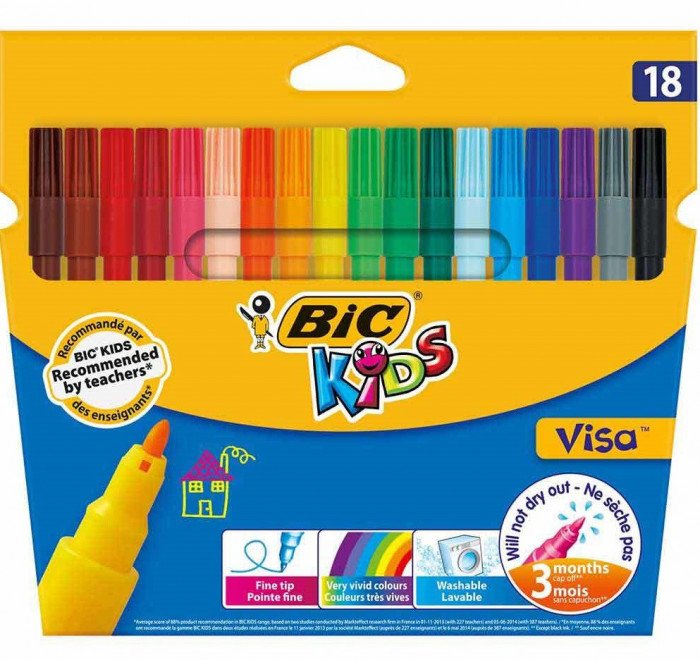 Bic Set Markere Colorate Lavabile Visa Pachet Cu 18 Bucati 155700