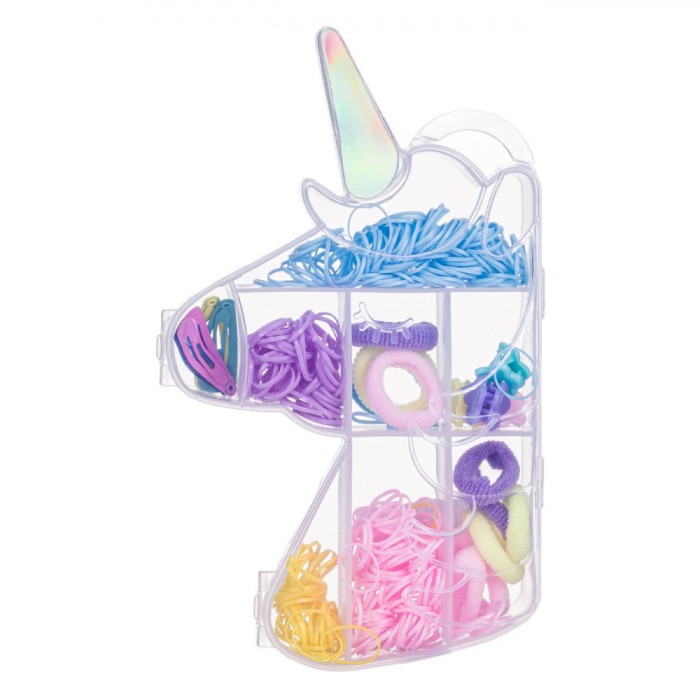 Set Elastice de Păr pentru Copii, Unicorn, Multicolor, Cutie cu Compartimente
