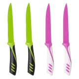 Set Cuțite Bucătărie, 22.5cm, Verde Lime/Mov, 4 Bucăți, Oem