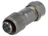 Mufă ST12 mamă PIN 4 IP67 5A 200V pentru lipire pe cablu