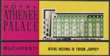 Romania anii 70 - Vigneta de bagaje Hotel Athenee Palace (tip 4) din Bucuresti, ONT Carpati, eticheta hoteliera, promovare turistica