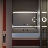 Oglinda LED Rectangulara, 120x80cm, Definition MotionGlow Marcello, Sistem Dezaburire, Ceas &amp; Termometru, Lupa Cosmetica, Dimabila ModernLight Concept