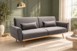 Canapea Amadeo 211x83x85 cm Rabatabila Catifea Gri (cod AF 2401)