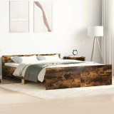 VidaXL Cadru pat cu tăblie la cap/picioare, stejar fumuriu, 135x190 cm 3203793
