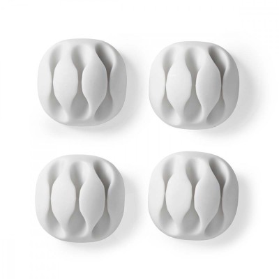 Cable Management Cable Clip Click and Go 4 pcs 3 Slots Maximum cable thickness 5.3 mm TPE White Nedis foto