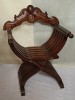 Antic Scaun Curule Spaniol, in Stil Baroc, 90x70x57cm, Fotolii, Inainte de 1800
