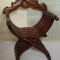 Antic Scaun Curule Spaniol, in Stil Baroc, 90x70x57cm