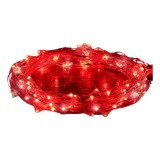 Instalatie LED cu 100 de becuri Ariceleo, lungime totala 10 m, alimentare USB, plastic, cupru, rosu