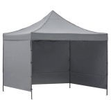 Pavilion pliabil gradina 3x3 m cu acoperis impermeabil si 3 pereti laterali, structura metalica, inaltime reglabila, gri Household NewTrend