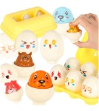 Jucarie educativa potrivirea formelor, oua Montessori cu animale, 6 buc