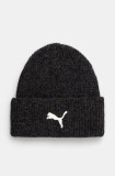 Puma caciula din amestec de lana culoarea negru, din tricot gros, 25495