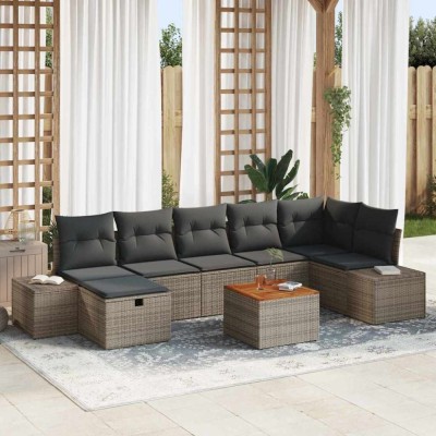 vidaXL Set de canapele pentru grădină cu pernă 8 pcs Gri Rattan poli foto