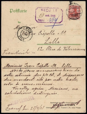 Germany REICH 1908 Old postcard postal stationery to France DB.142 foto