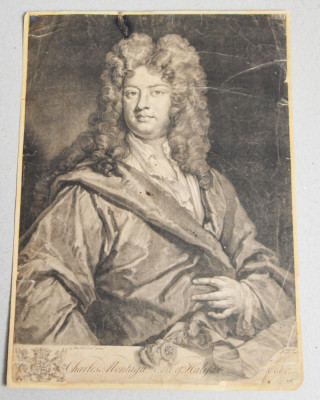 Godfrey Kneller &amp;quot;Charles Montagu Earl of Halifax&amp;quot; mezzotinta 1732 foto