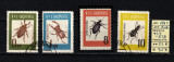 Timbre Albania, 1963 | G&acirc;ndaci - Insecte | Serie completă - parţial MNH | aph, Fauna, Stampilat