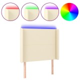 Cumpara ieftin Tablie de pat cu LED, crem, 93x16x118/128 cm, piele ecologica