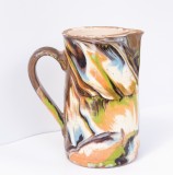 Vas de lut ars glazurat - perioada interbelica - cana de apa sau lapte 1.5 L - cana cu lacatura