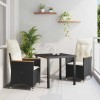 VidaXL Set de masă pentru grădină cu pernă 3 pcs Negru Rattan poli 3379604