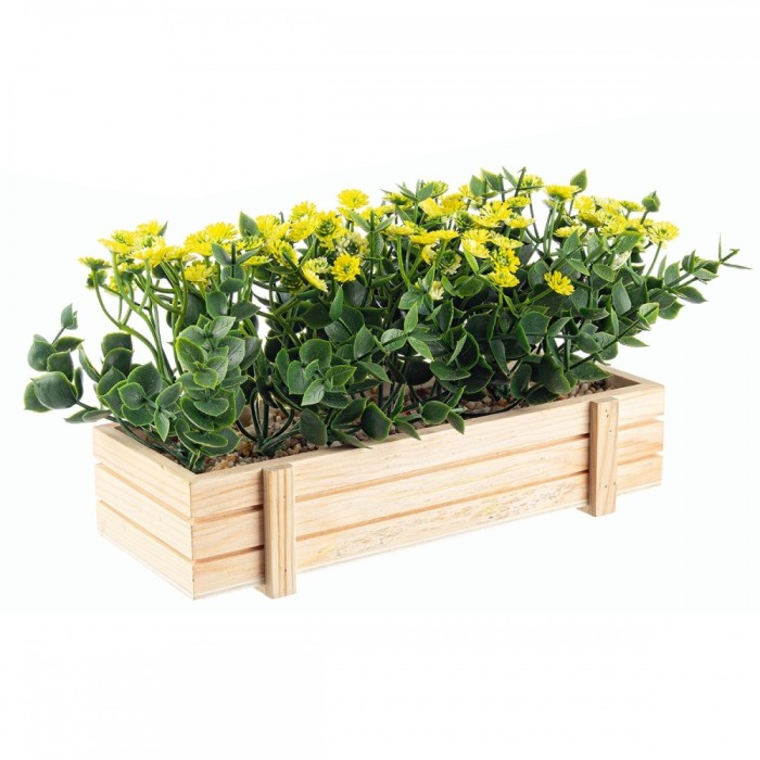 Flori artificiale galbene in jardiniera 23x9x14h Flori artificiale galbene in jardiniera 23x9x14h