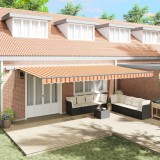 vidaXL Marchiză Manuală Retractabilă cu LED Galben și Portocalie 600x350 cm