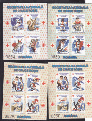 ROMANIA 1999 SOC. NATIONALA DE CRUCE ROSIE,4 BLOC NEDANTELATE,NUMEROTATE,MNH. foto