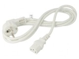 Cablu CEE 7/7 unghi, IEC C13 mamă 2m alb PVC, Goobay