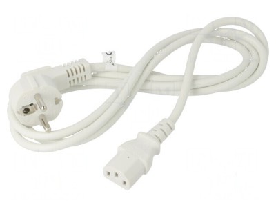 Cablu CEE 7/7 unghi, IEC C13 mamă 2m alb PVC foto