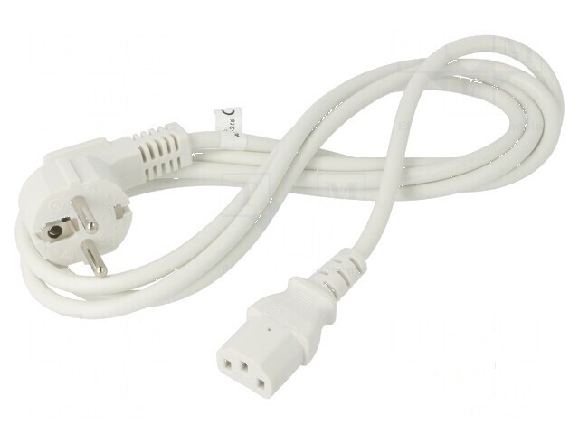 Cablu CEE 7/7 unghi, IEC C13 mamă 2m alb PVC