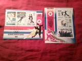 2 Blocuri Coreea Nord 1980 - Sport - Jocurile Olimpice Iarna Lake Placid SUA , 3+3 valori stampila speciala