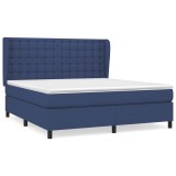 Cumpara ieftin Pat continental cu saltea, albastru, 160x200cm, material textil