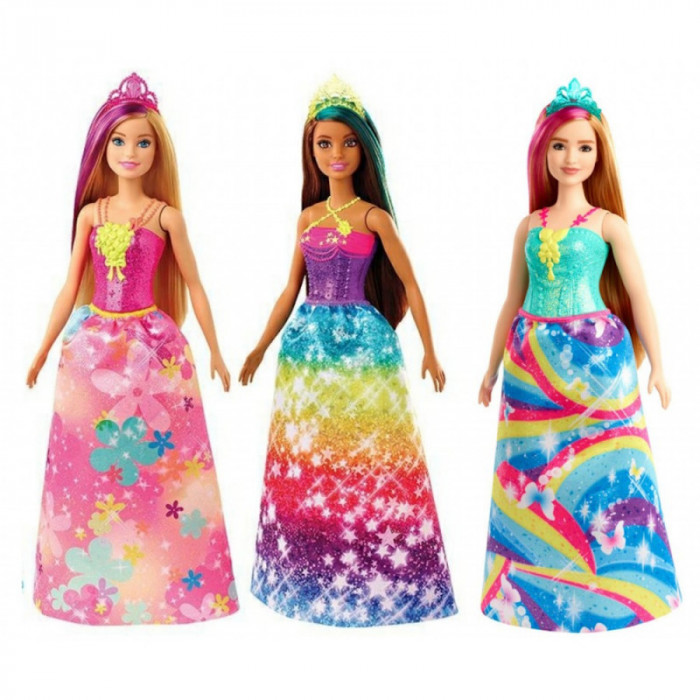 Papusa Barbie Dreamtopia, 29cm, Cu corset stralucitor si fusta colorata, Multicolor