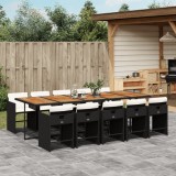 Cumpara ieftin Gossi set mobilier de exterior cu perne, 11 piese, negru, poliratan