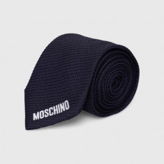 Moschino cravata de matase culoarea albastru marin