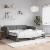 Cumpara ieftin Pat de zi cu extensie și saltele, gri &icirc;nchis, 100x200 cm textil