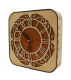 Ceas de perete patrat, modern, 22.5cm, design elegant, silentios, lemn, decorativ, birou, living