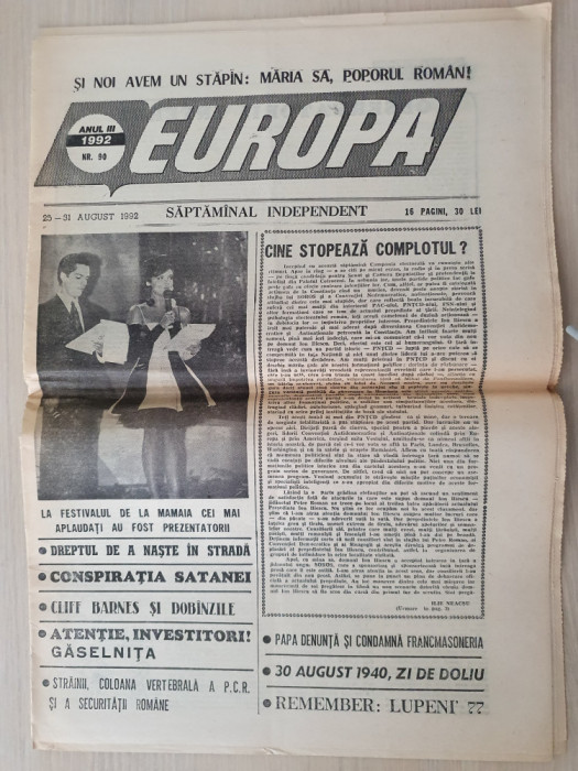 europa 25-31 august 1992-stefan banica la fetivalul de la mamaia,regele mihai