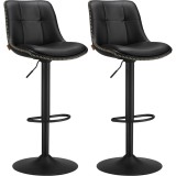 Set 2 scaune de bar VASAGLE reglabile pe inaltime, rotative, negre