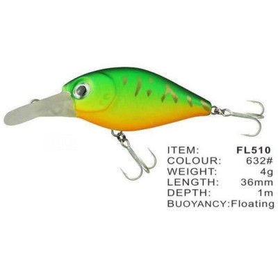 Vobler FL FL510 Floating 36mm 4.0g Depth 1.0m Colour 632 foto
