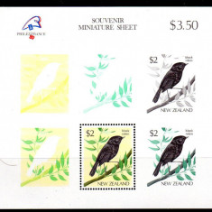 NOUA ZEELANDA 1989, Fauna - Pasari, bloc neuzat, MNH