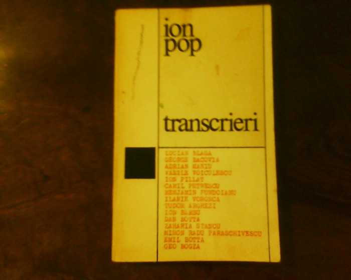 Ion Pop Transcrieri, ed. princeps, avangarda