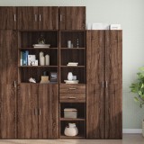 Dulap depozitare Gossi, stejar maro, 45x42.5x225 cm, lemn prelucrat, 6 compartimente, design slim