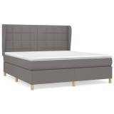 Cumpara ieftin Pat box spring cu saltea, gri inchis, 180x200 cm, textil