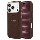 Husa MagSafe pentru Apple iPhone 18 Pro Max / 17 Pro Max, Guess, Saffiano Peony Ring, Maro