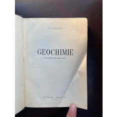 GEOCHIMIE - A.A. SAUKOV