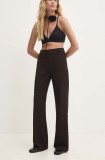 Answear Lab pantaloni femei, culoarea maro, lat, high waist